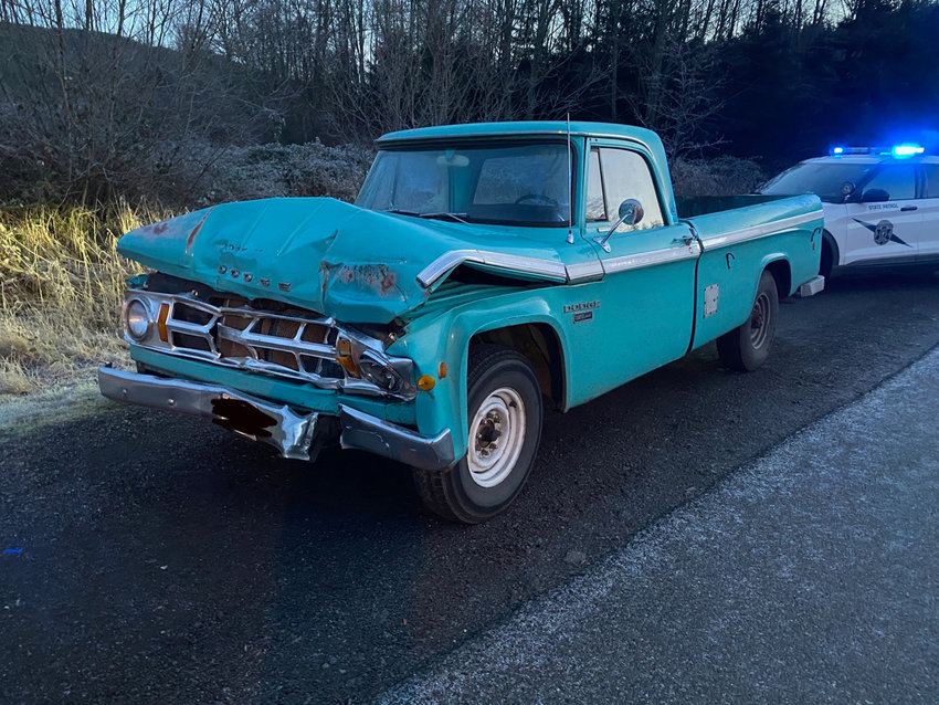 Antique Dodge Pickup Damaged In Collision With Semi Port Townsend